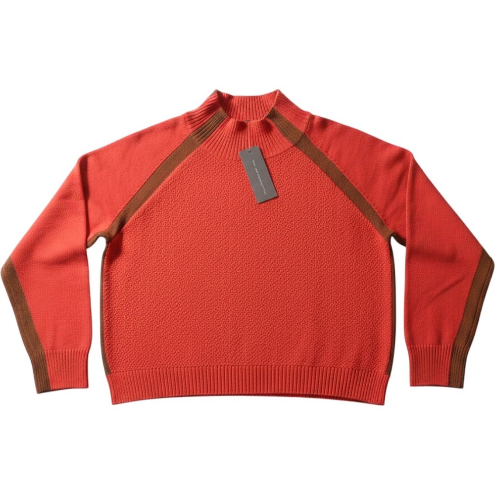French Connection Babysoft Colour Block High Neck Jumper Pop Red Ginger XL 78TTB